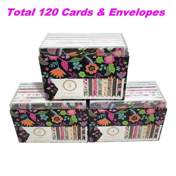 (3) Boxed Blank Cards & Envelopes Floral Paradise Total 120 Cards - Picture 1 of 6
